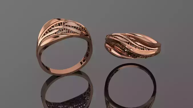 Wire Mesh Ultra vision Plain Gold Ring