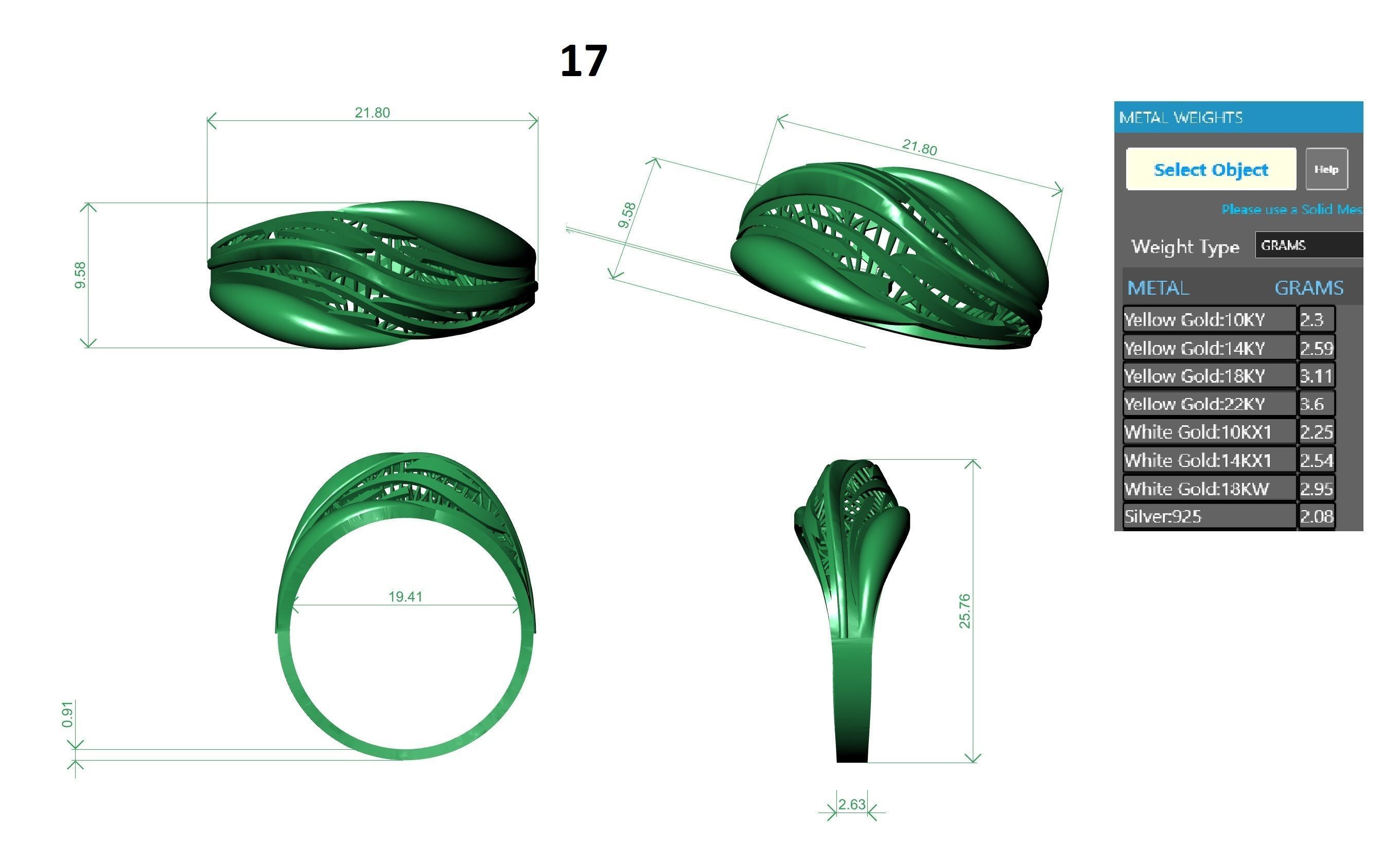 Wire Mesh Ultra vision Plain Gold Ring 3D print model_3