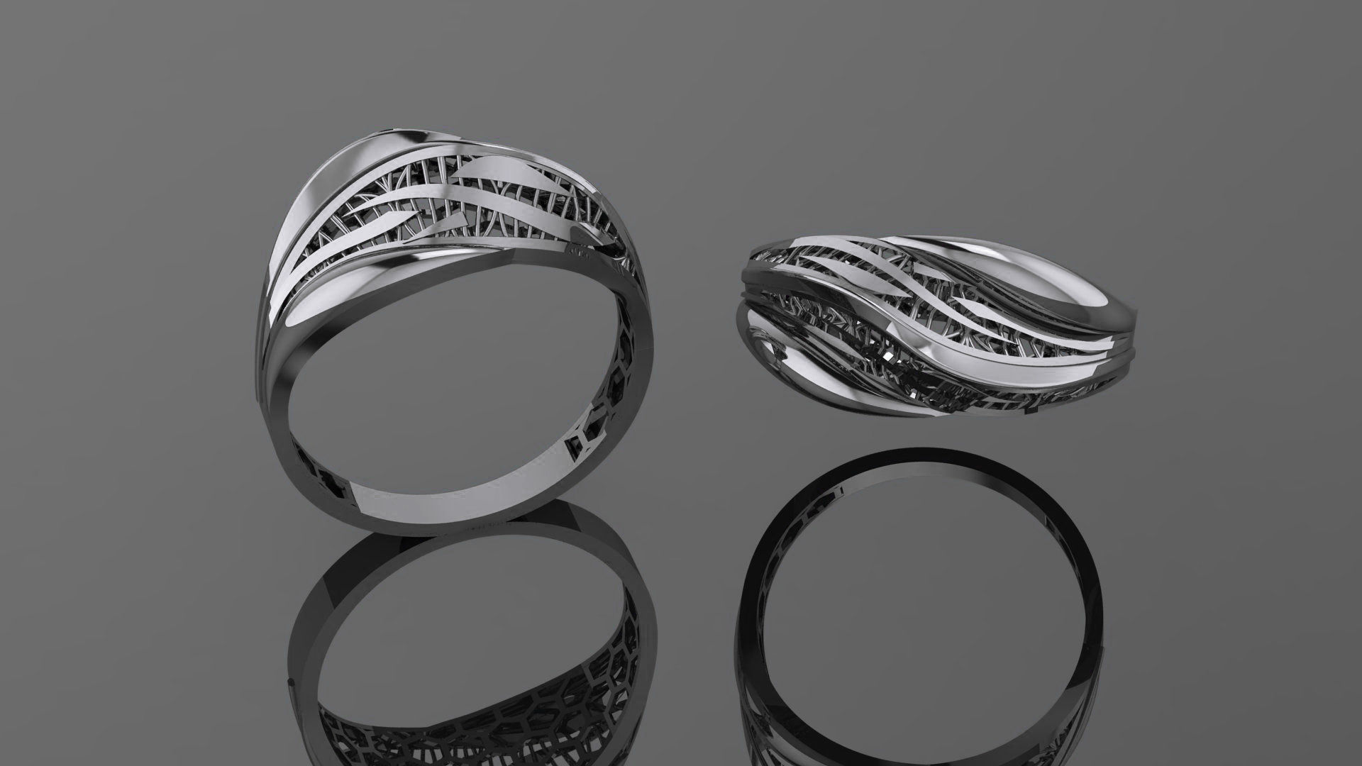 Wire Mesh Ultra vision Plain Gold Ring 3D print model_2