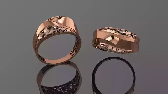 Wire Mesh Ultra vision Plain Gold Ring