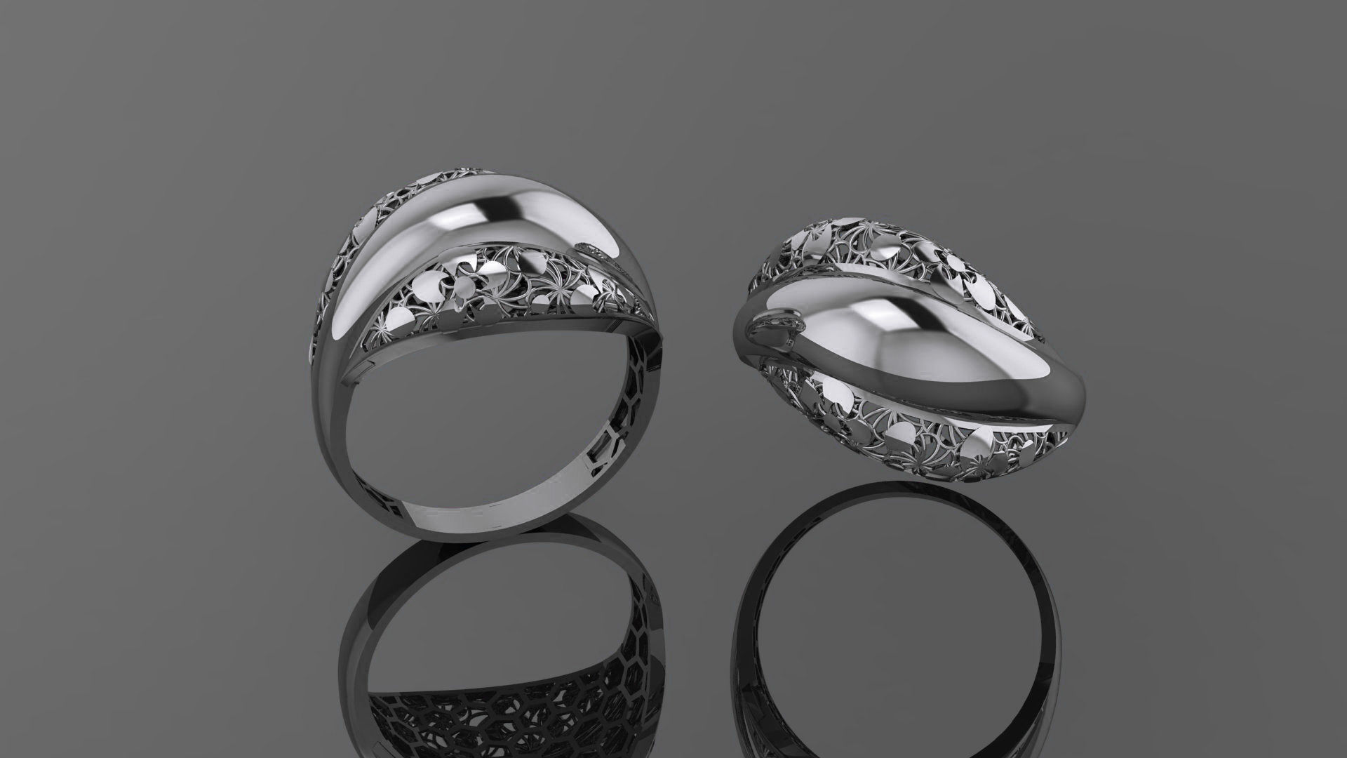 Flower Wire Mesh Ultra vision Plain Gold Ring 3D print model_2