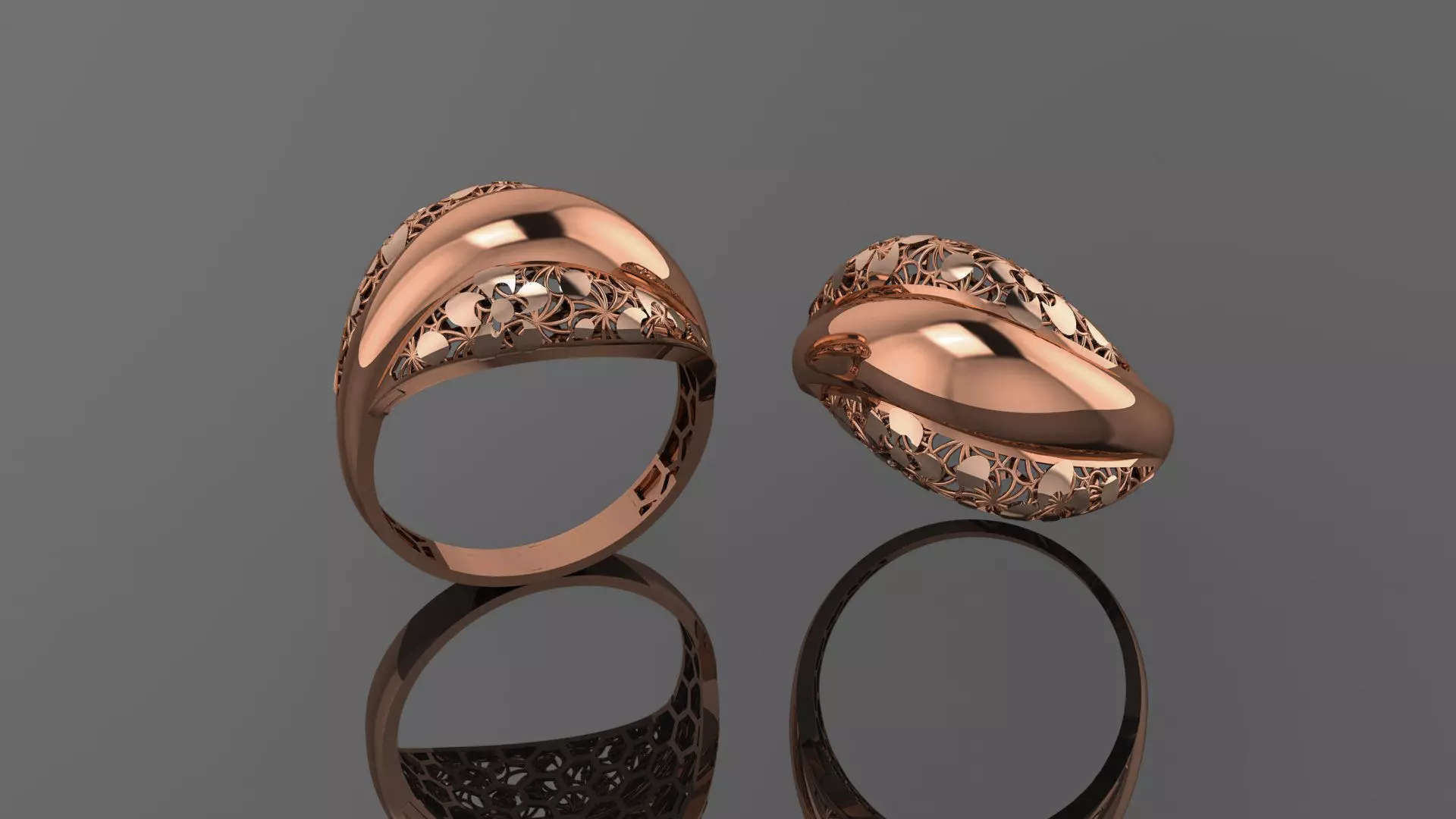 Flower Wire Mesh Ultra vision Plain Gold Ring 3D print model_0