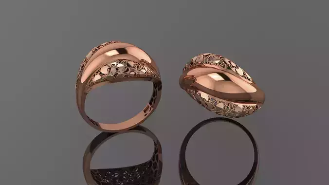 Flower Wire Mesh Ultra vision Plain Gold Ring 3D print model