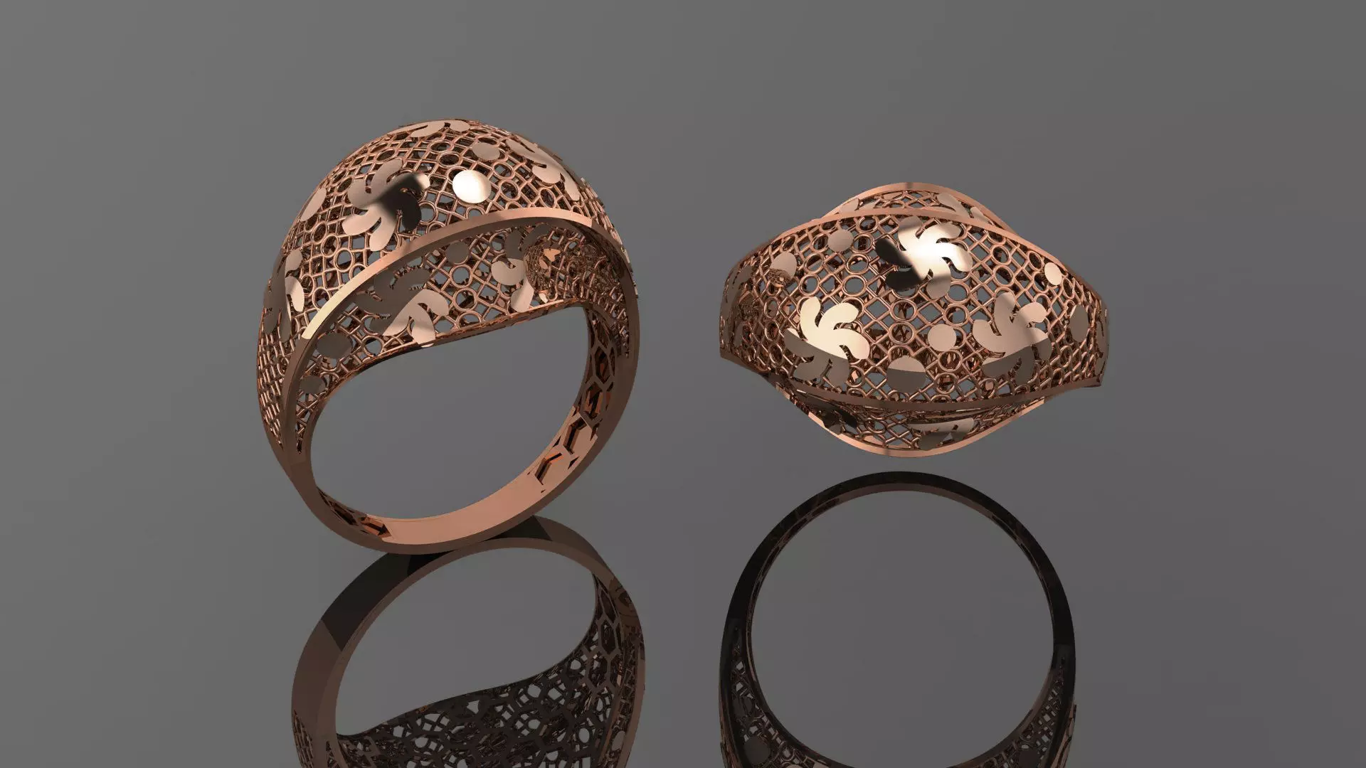 Flower Wire Mesh Ultra vision Plain Gold Ring 3D print model_0