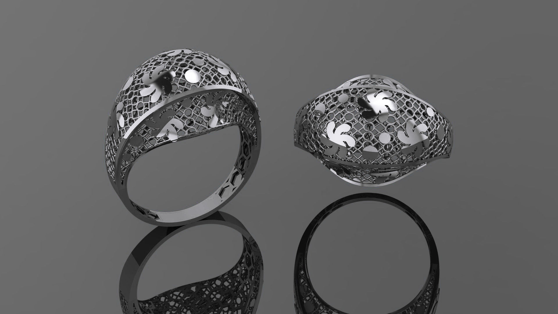 Flower Wire Mesh Ultra vision Plain Gold Ring 3D print model_2