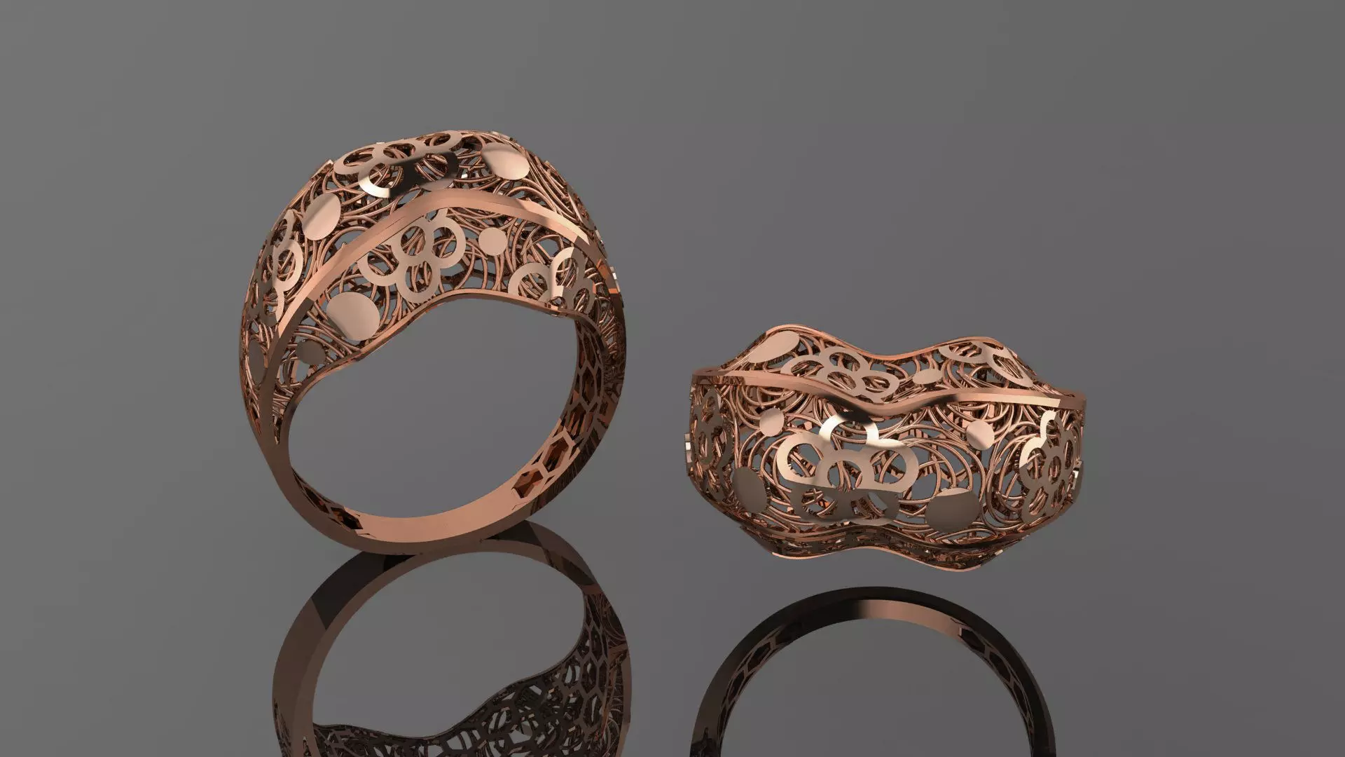 Flower Wire Mesh Ultra vision Plain Gold Ring 3D print model_0