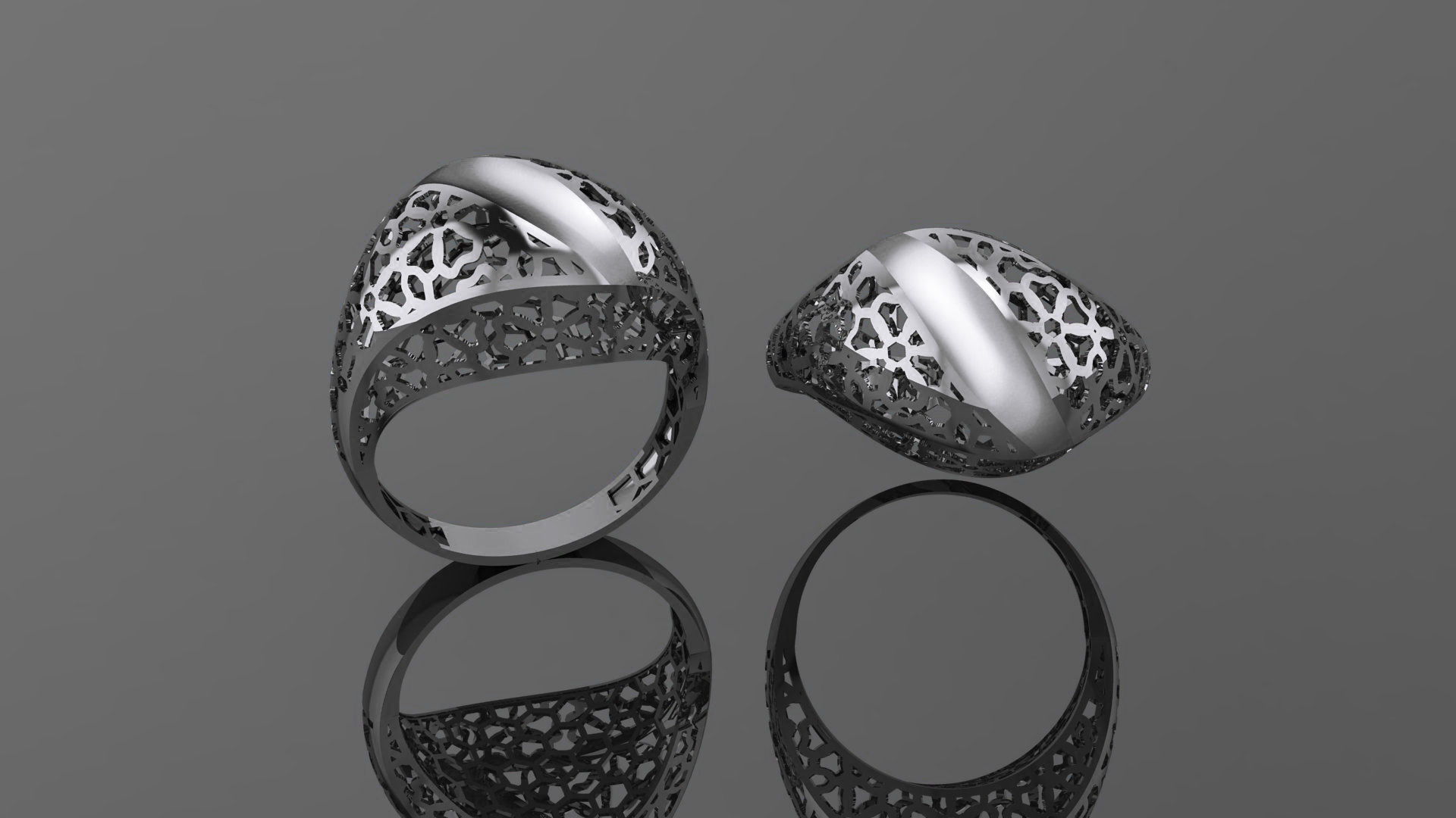 Flower Wire Mesh Ultra vision Plain Gold Ring 3D print model_2