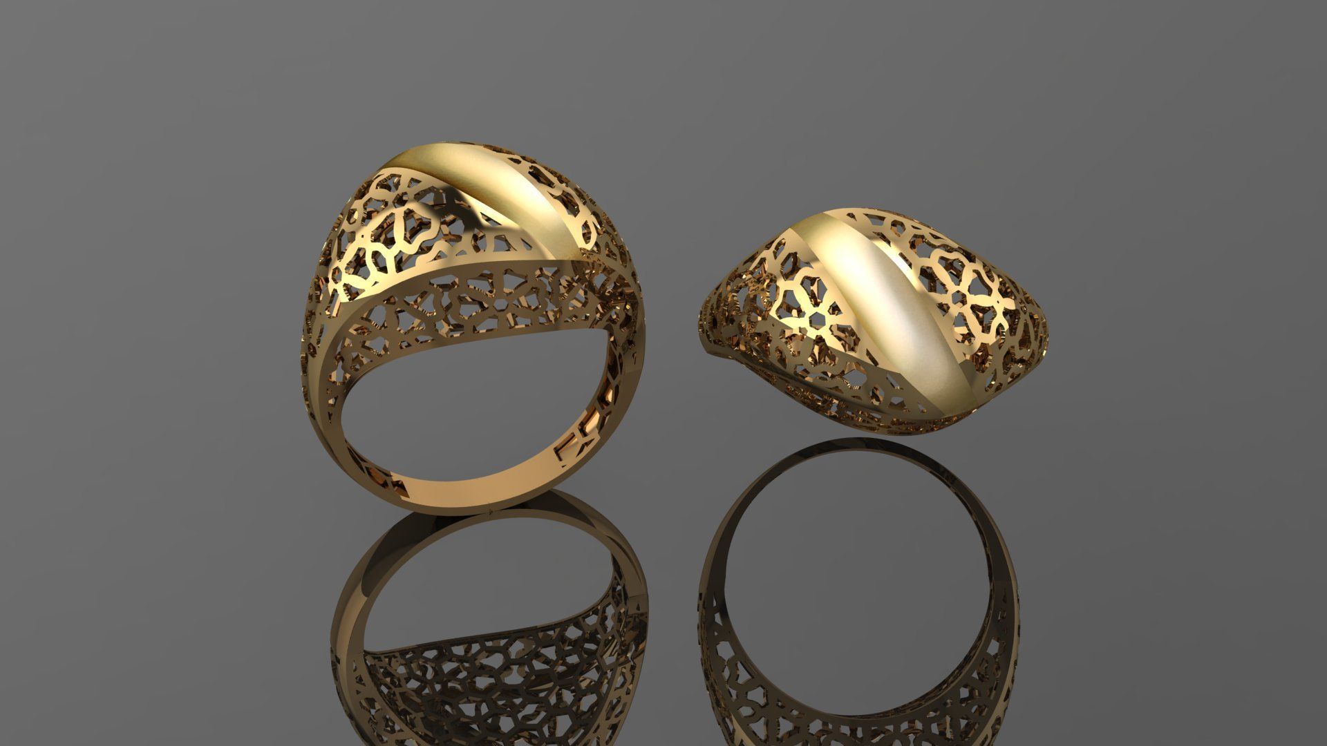 Flower Wire Mesh Ultra vision Plain Gold Ring 3D print model_1
