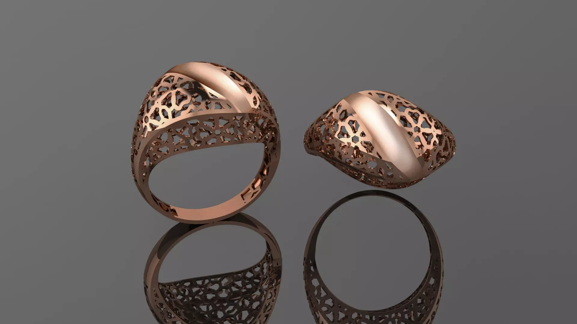 Flower Wire Mesh Ultra vision Plain Gold Ring 3D print model_0