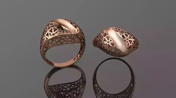 Flower Wire Mesh Ultra vision Plain Gold Ring 3D print model Flower Wire Mesh Ultra vision Plain Gold Ring 3D print model
