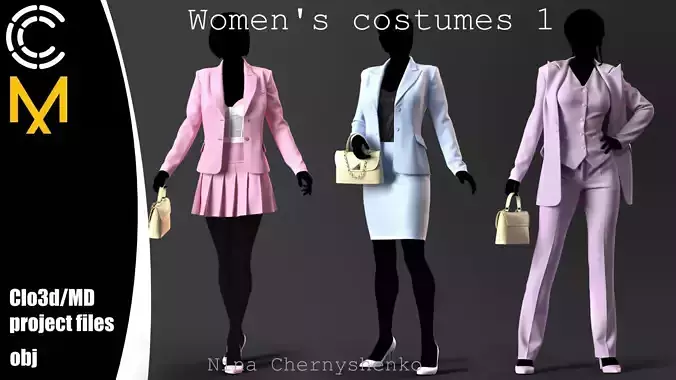 Womens costumes 1 - Marvelous Designer project and OBJ