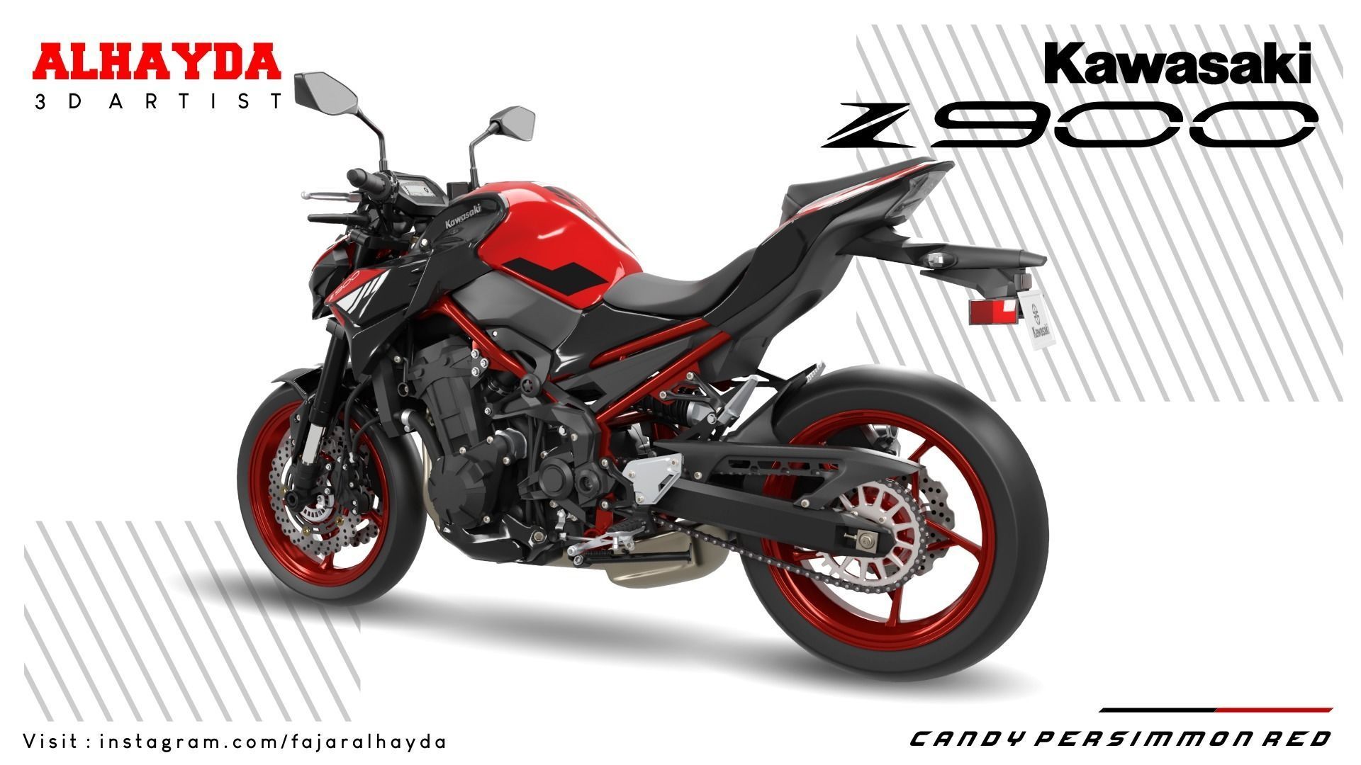 kawasaki Z900 Low-poly 3D model_2