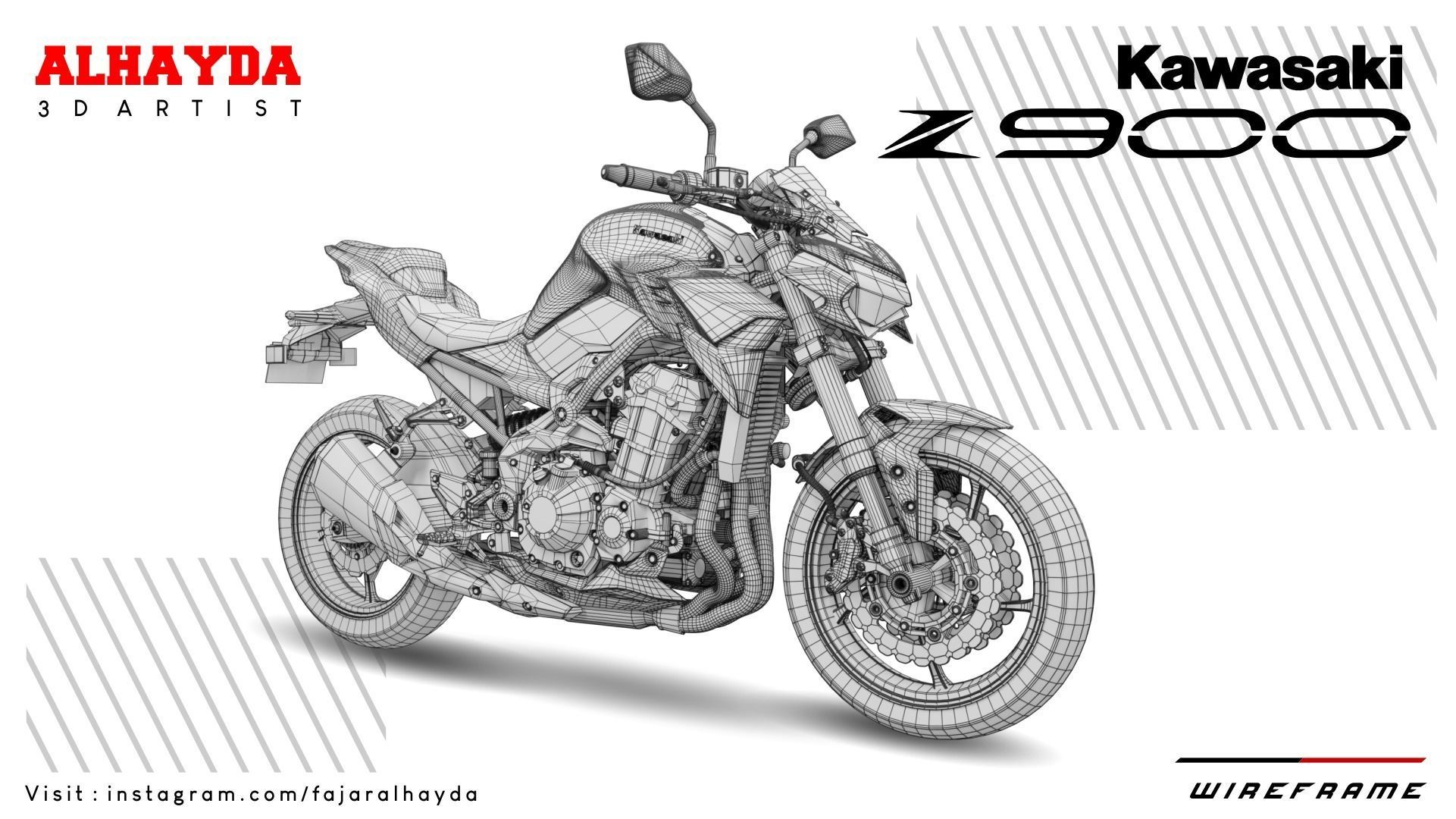 kawasaki Z900 Low-poly 3D model_5