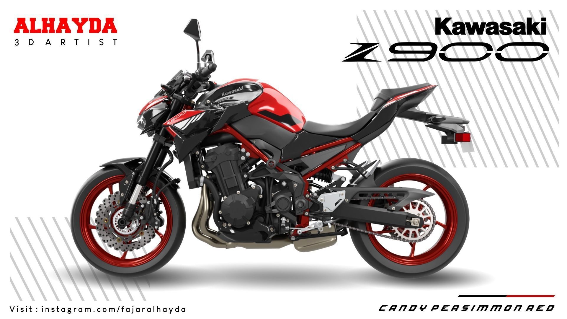 kawasaki Z900 Low-poly 3D model_4