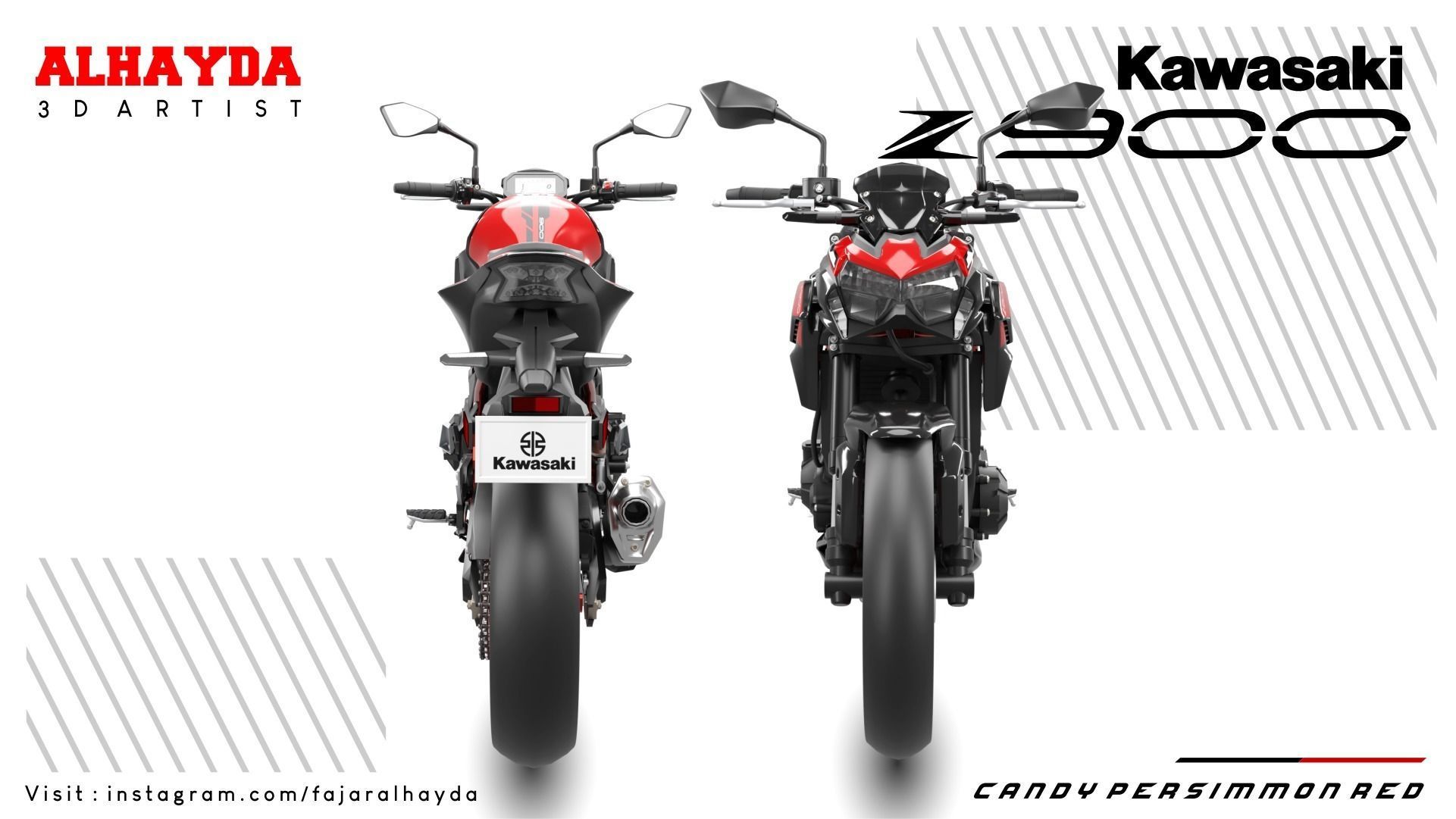 kawasaki Z900 Low-poly 3D model_6