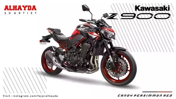 kawasaki Z900 Low-poly 3D model