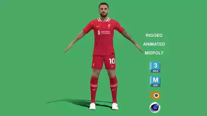 3D Rigged Alexis Mac Allister Liverpool 2025 3D model