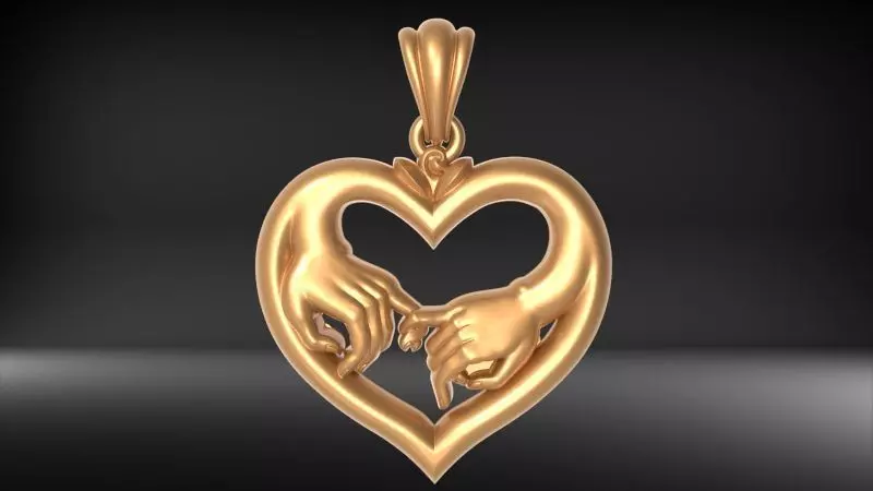 Hand Hands and Fingers Love Heart Necklace Pendant Jewelry 3D print model