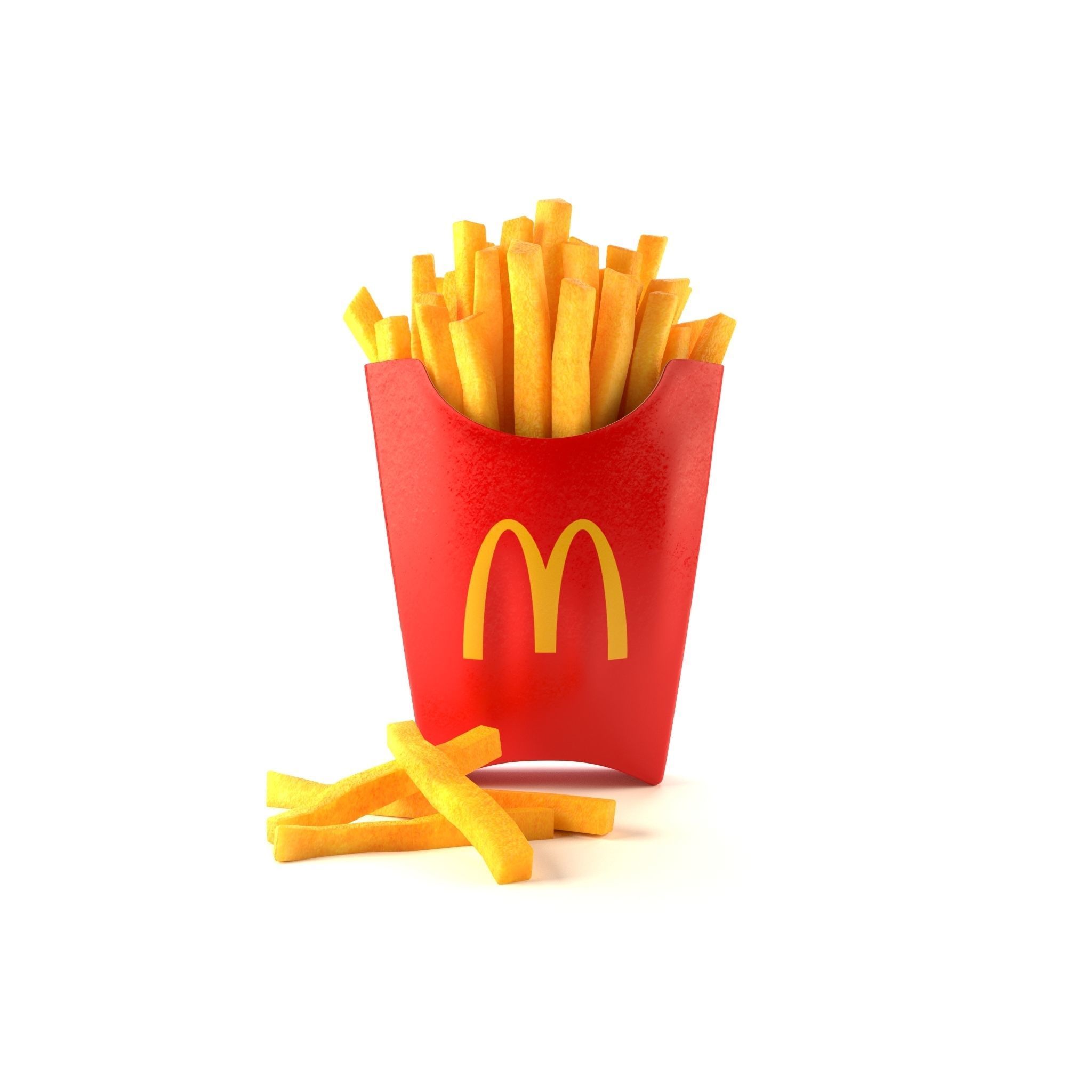 Photorealistic French Fries Box Low-poly 3D model Low-poly 3D model_1