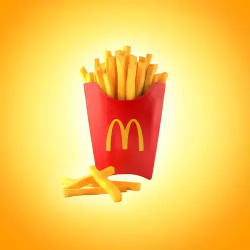 Photorealistic French Fries Box Low-poly 3D model
