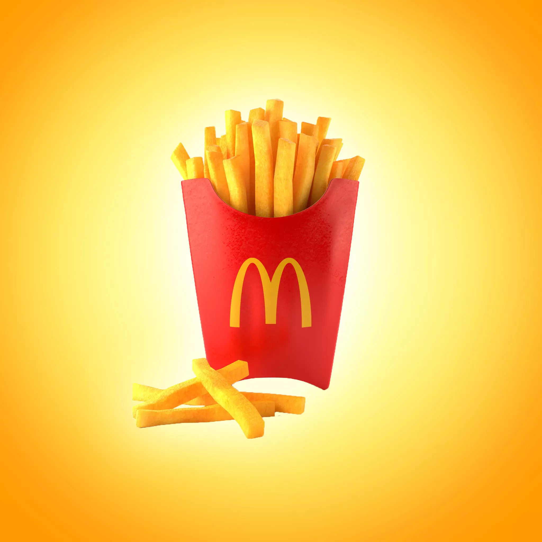 Photorealistic French Fries Box Low-poly 3D model Low-poly 3D model_0