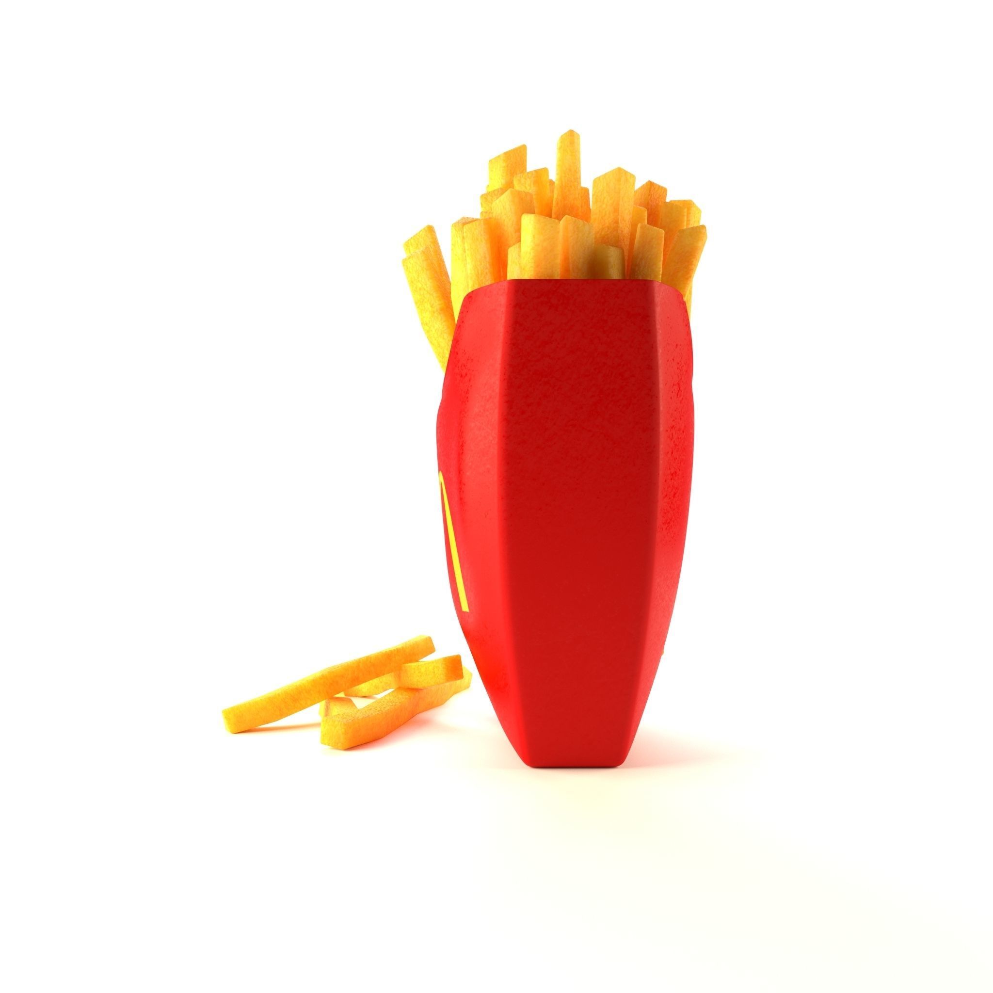 Photorealistic French Fries Box Low-poly 3D model Low-poly 3D model_2