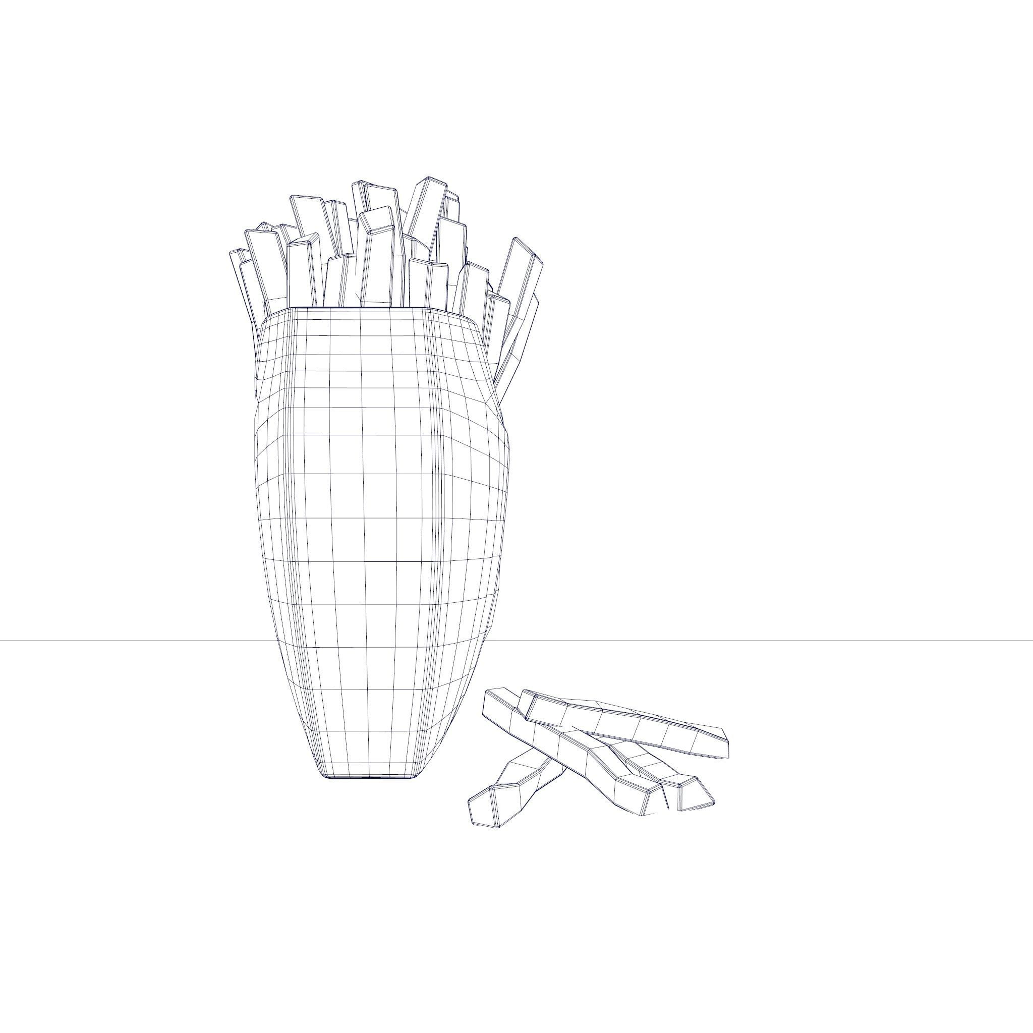 Photorealistic French Fries Box Low-poly 3D model Low-poly 3D model_6