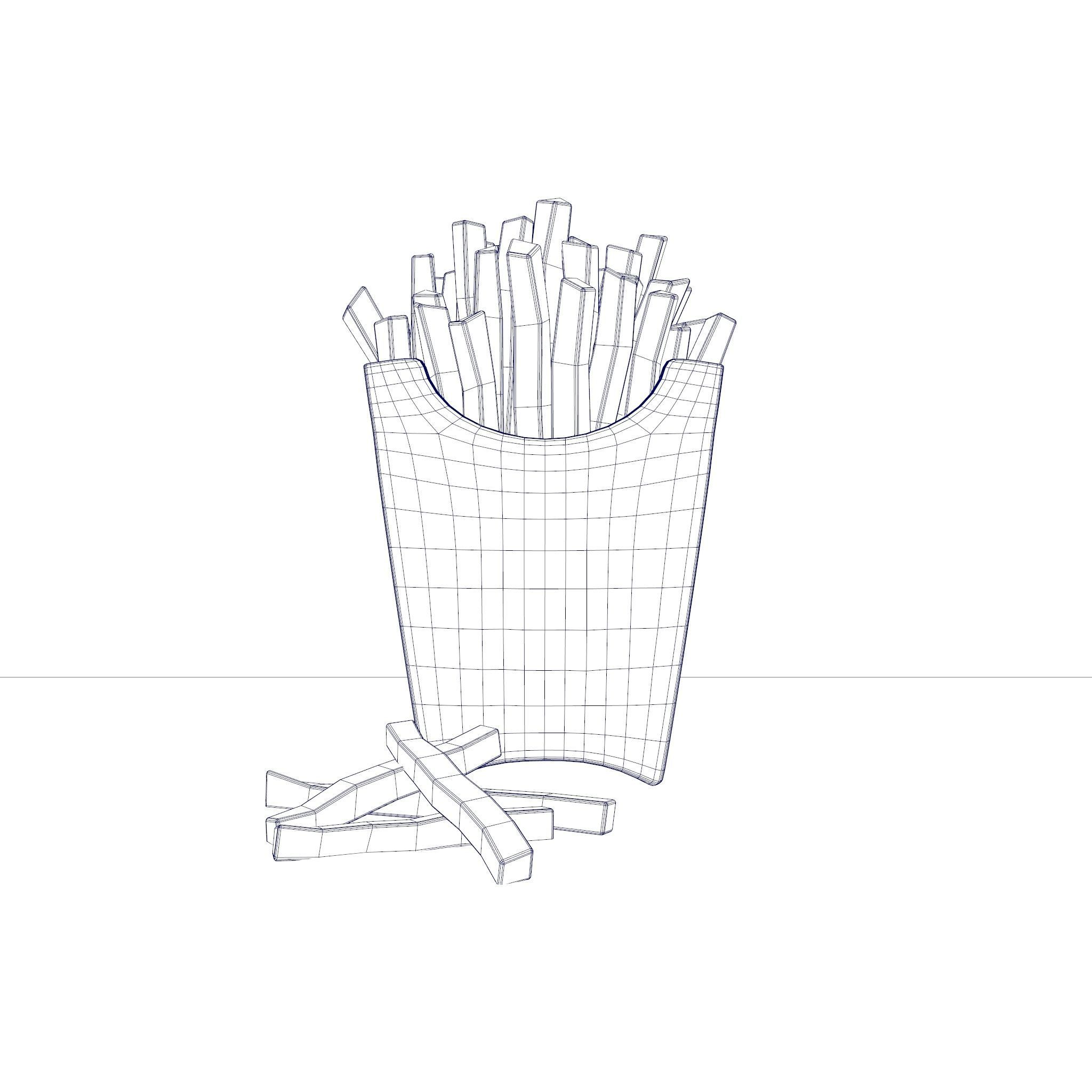 Photorealistic French Fries Box Low-poly 3D model Low-poly 3D model_4