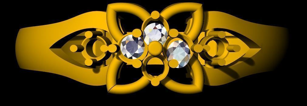 ladies stone ring 3dm file 3D print model_2