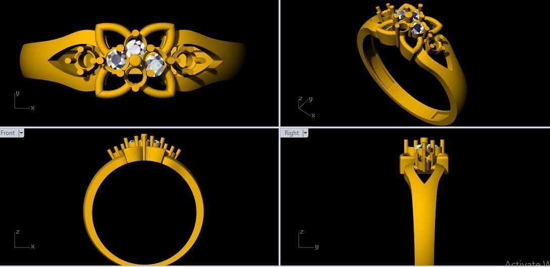 ladies stone ring 3dm file 3D print model_1