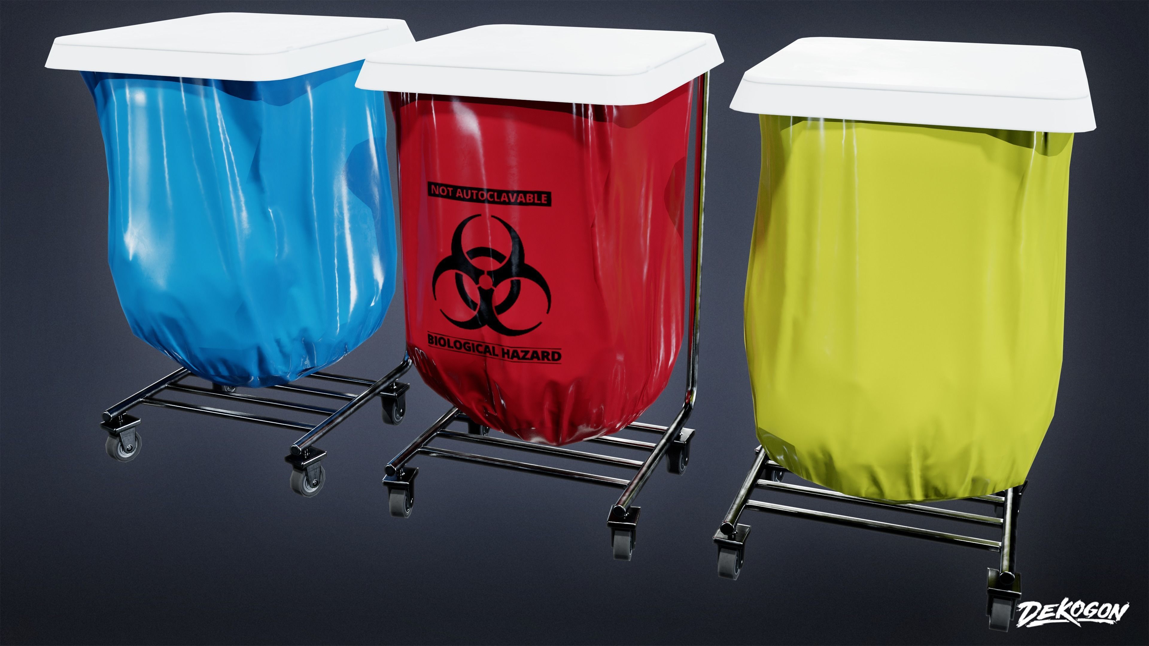 HOSPITAL - Disposal Stand 01 - LOW POLY Low-poly 3D model_1