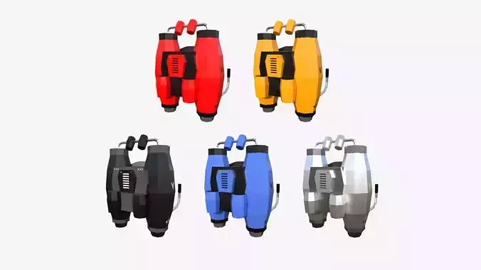 05 Jetpack Low Poly A Model - SciFi Character Design 3D Model Collection