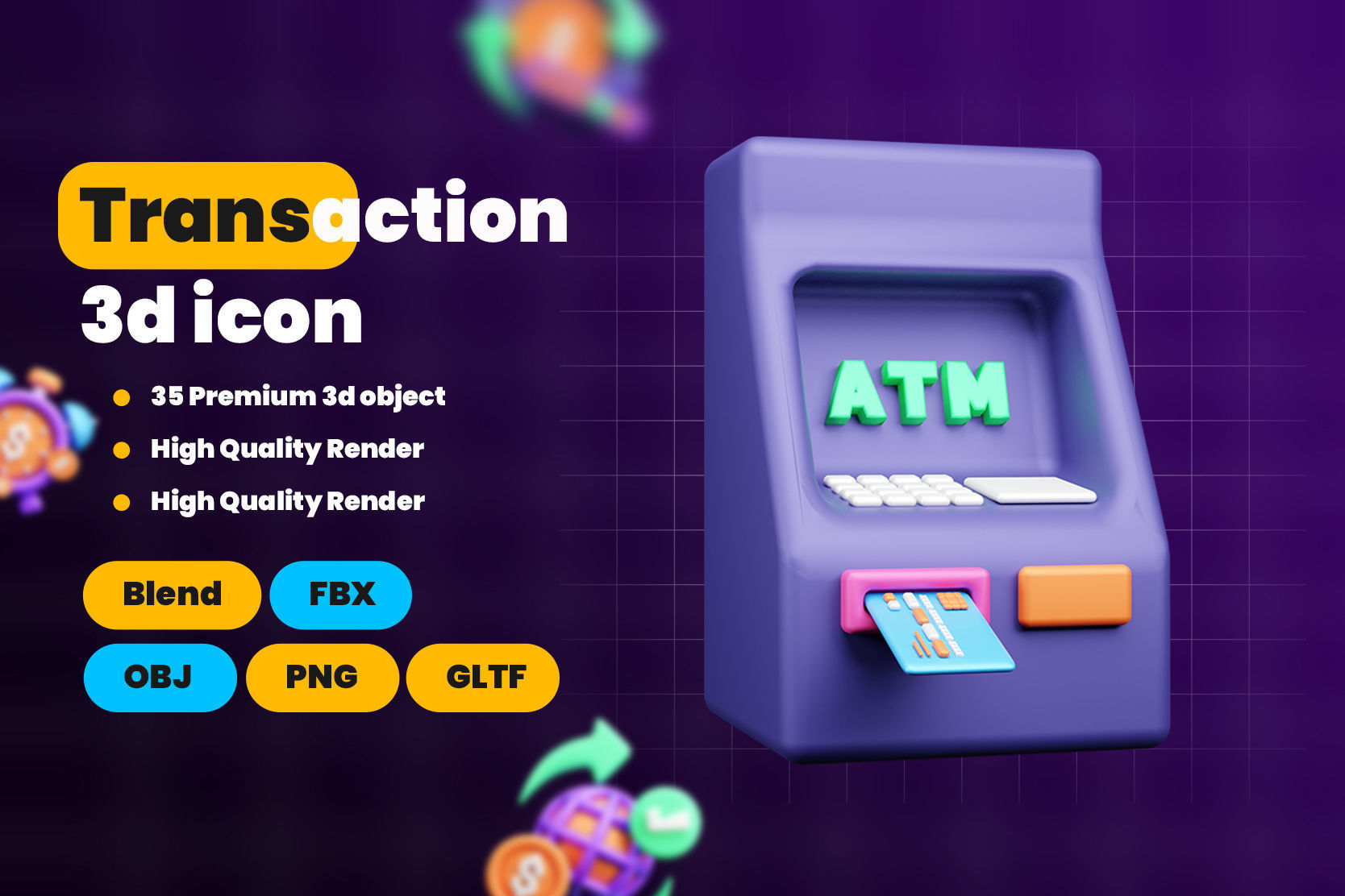 Payment Transaction 3d Illustration  Icon Pack 3D model_1