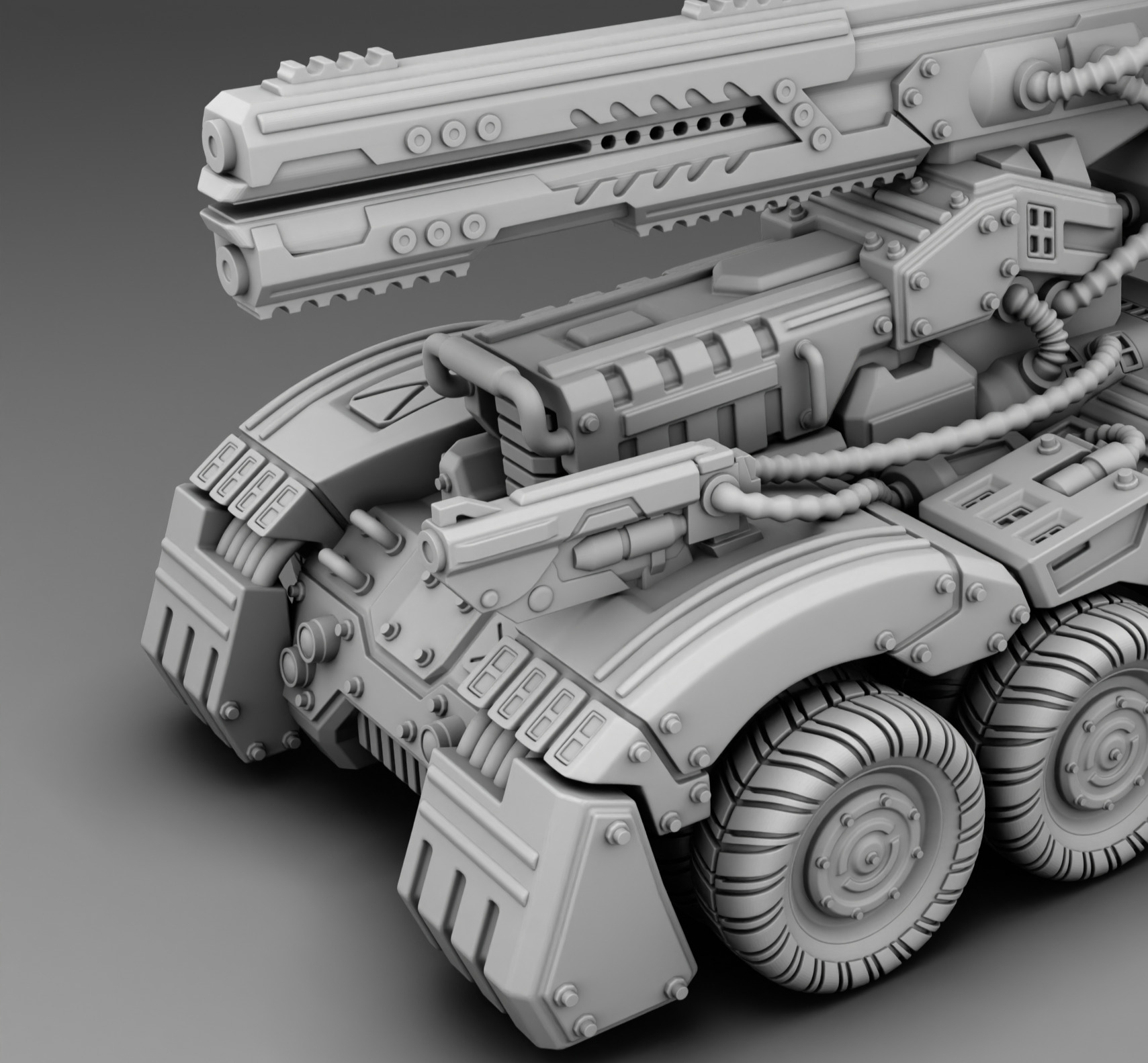 Car with weapon 3D print model_4