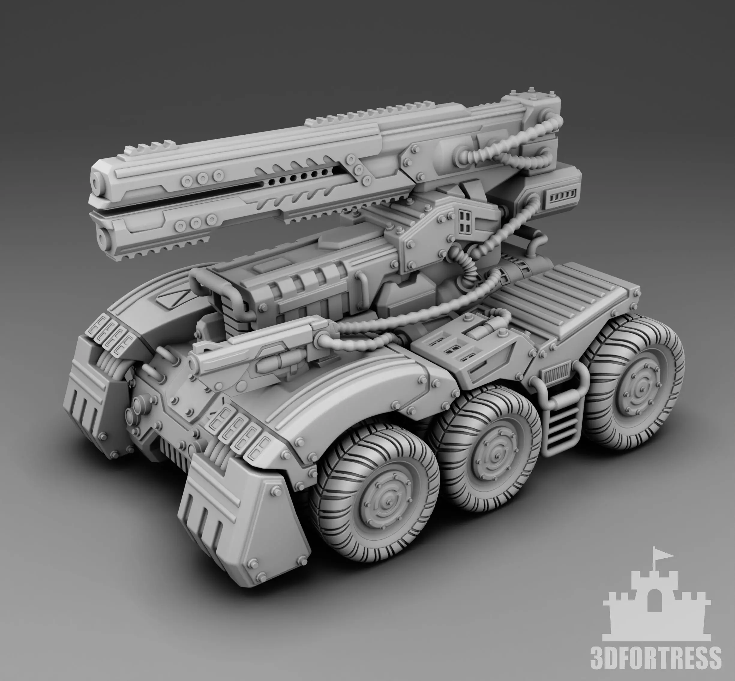 Car with weapon 3D print model_0