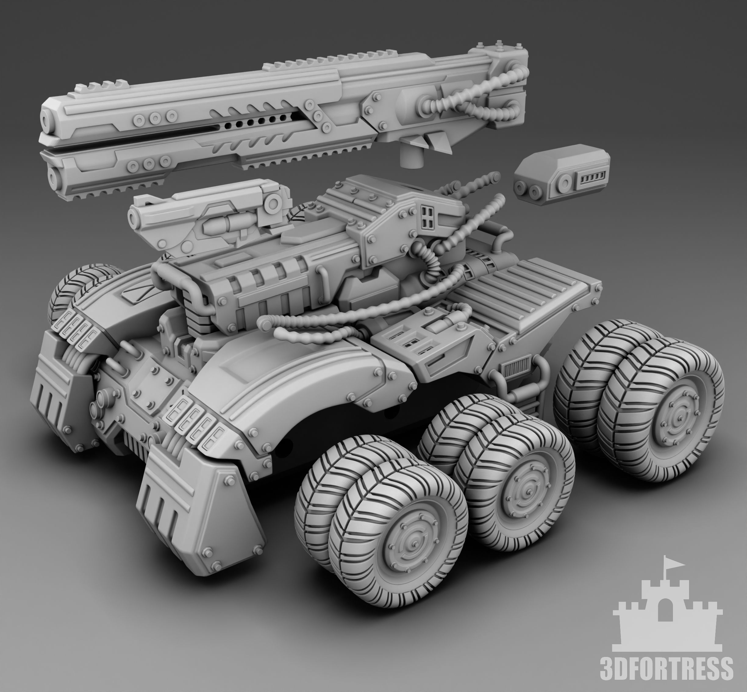 Car with weapon 3D print model_2