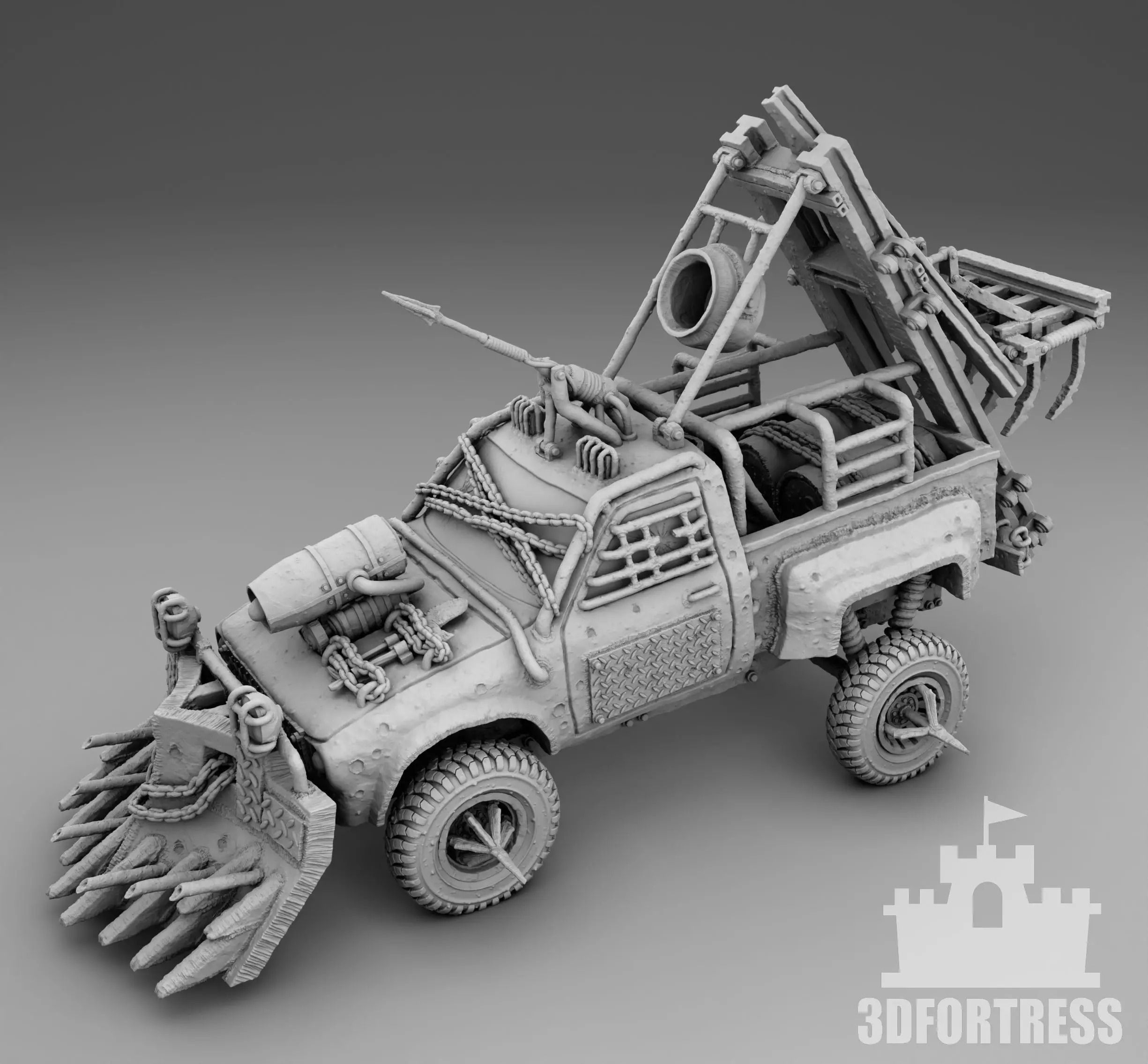 Apocalyptic pickup truck 3D print model