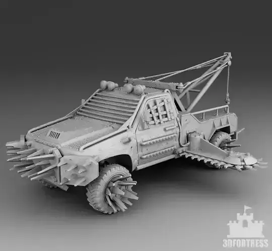 A pickup truck with saws 3D print model