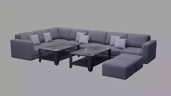 Pale Blue Sectional Sofa Set