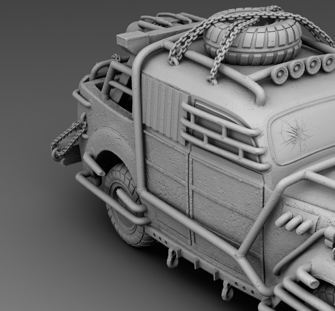 Retro car with rocket acceleration 3D print model_6