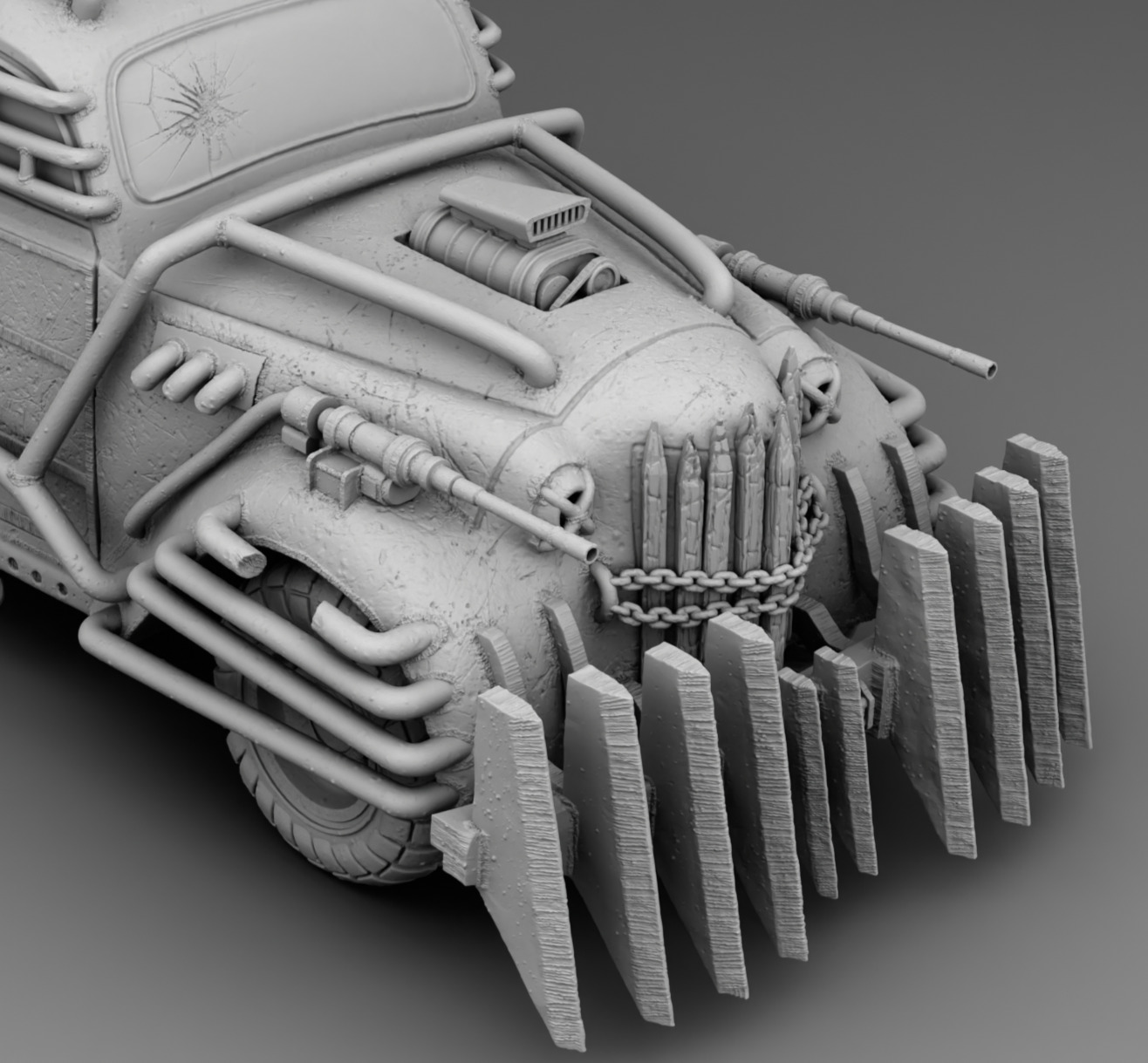 Retro car with rocket acceleration 3D print model_7