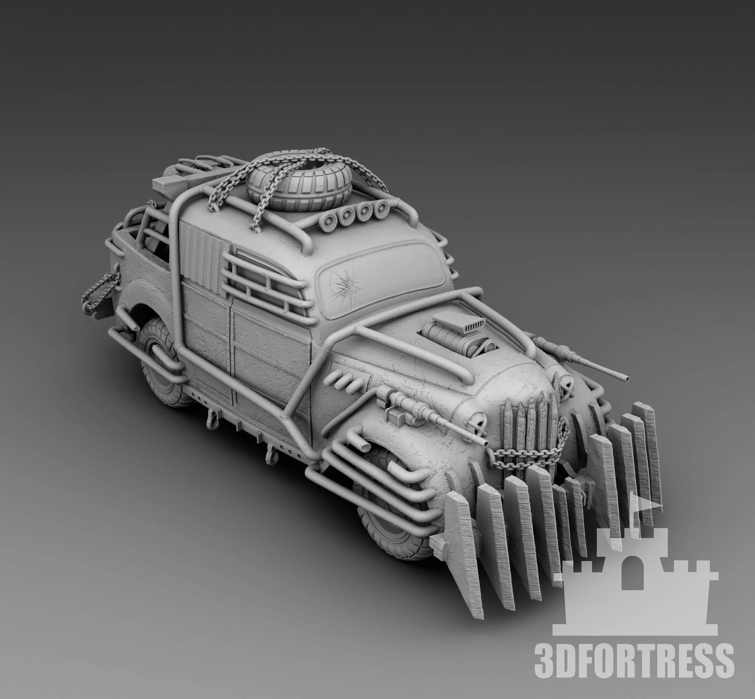 Retro car with rocket acceleration 3D print model_0