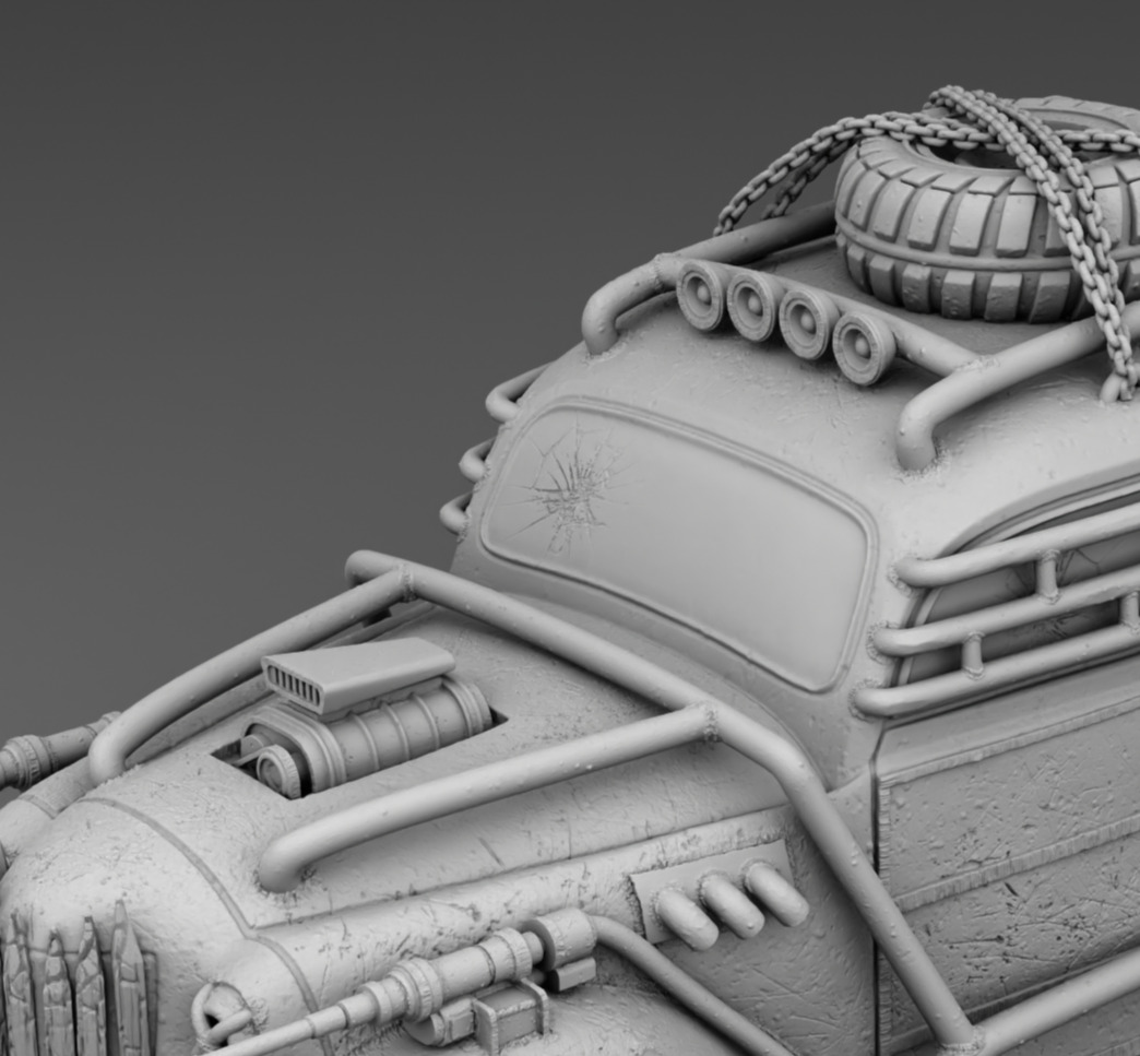 Retro car with rocket acceleration 3D print model_10