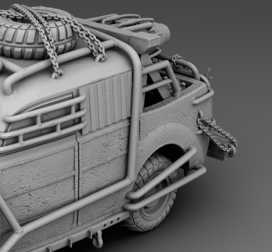 Retro car with rocket acceleration 3D print model_11