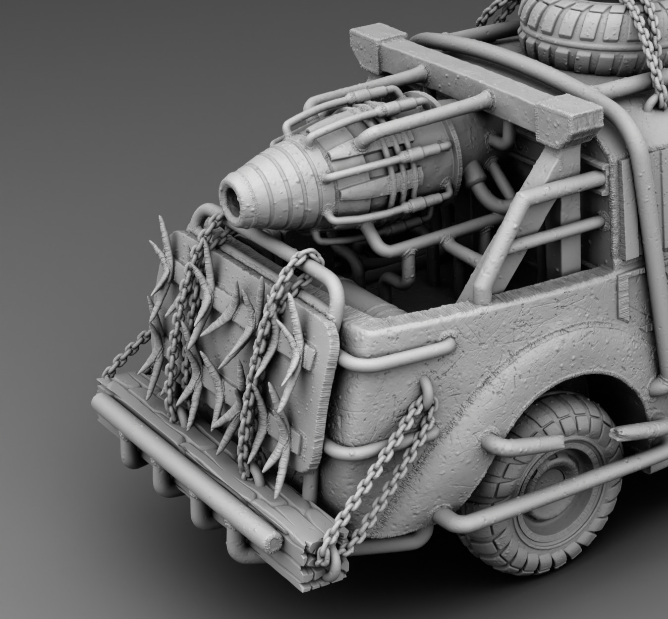 Retro car with rocket acceleration 3D print model_9