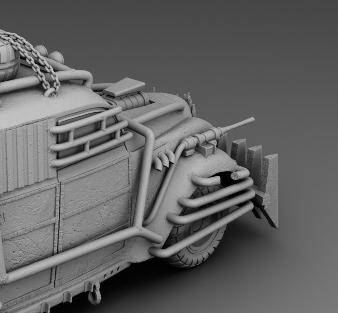 Retro car with rocket acceleration 3D print model_4