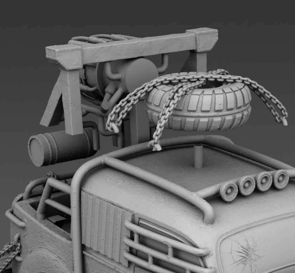 Retro car with rocket acceleration 3D print model_14