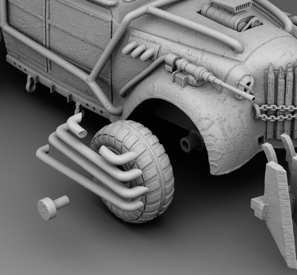 Retro car with rocket acceleration 3D print model_15