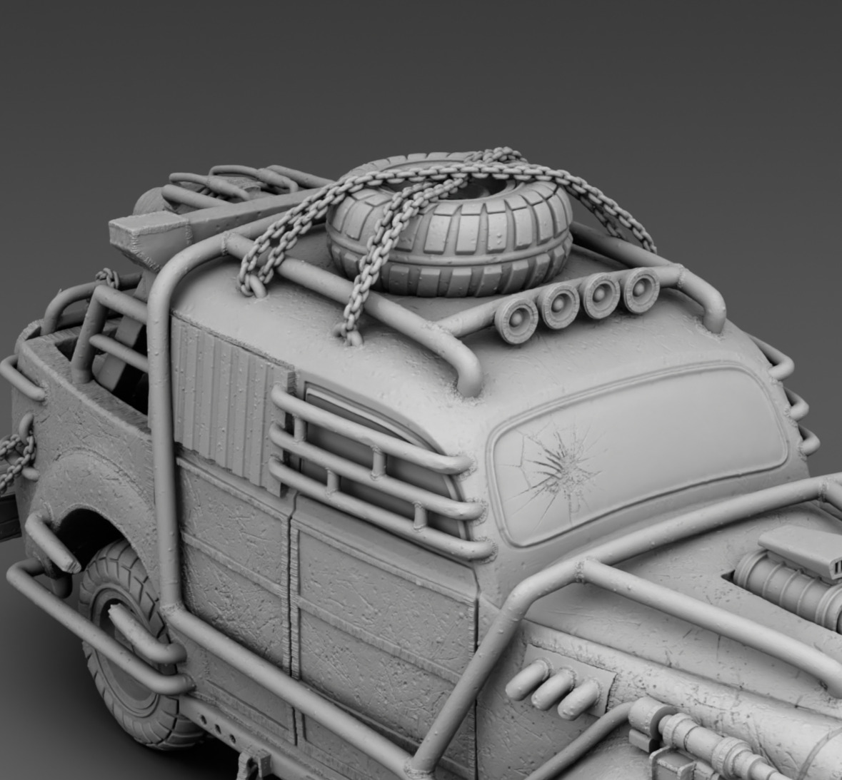 Retro car with rocket acceleration 3D print model_5