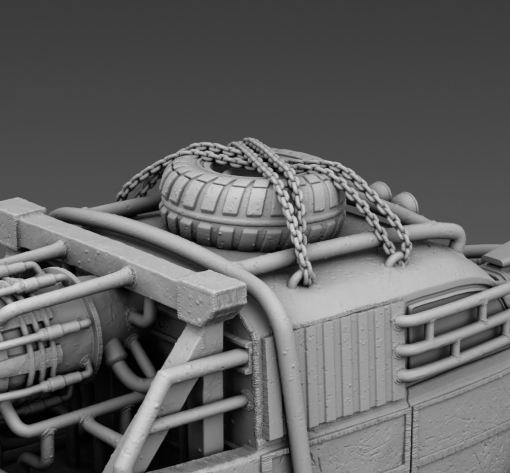 Retro car with rocket acceleration 3D print model_8